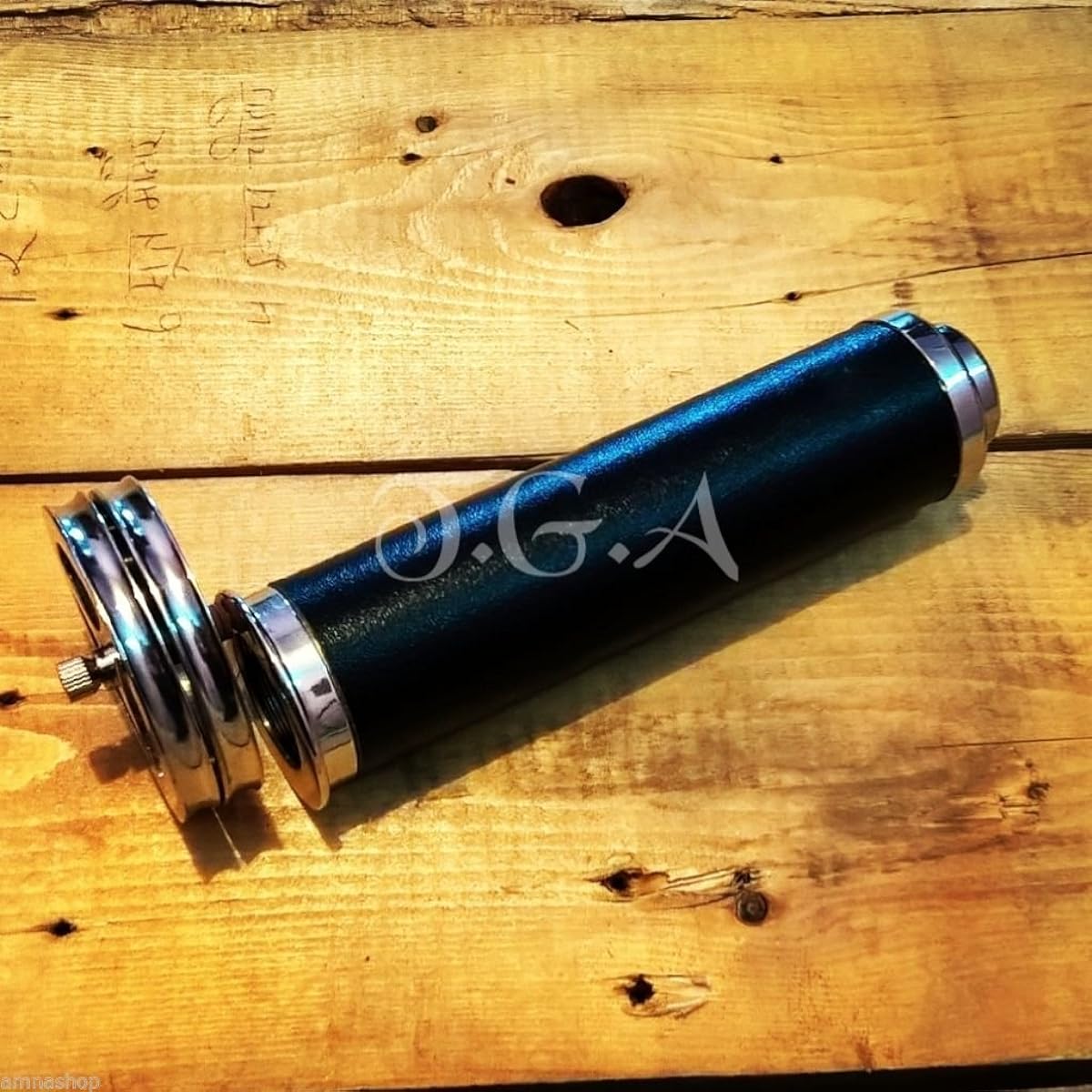 Antique Brass Kaleidoscope Double Wheel Leather Wrapped Nickel Finish Telescope Humaira Nauticals