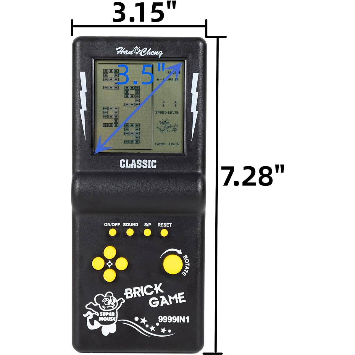 Desyeryamimi Handheld Brick Game Machine 3.5 Inch Large Screen Black Handheld Building Blocks Game Tank Racing Electronic Games 23 Classic Games for Adults or Kids (1 Piece)