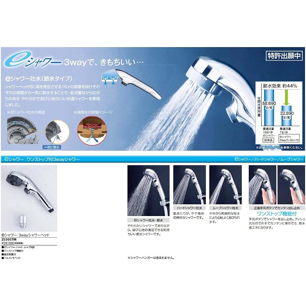 KVK e-shower one-stop 3way shower head (e-hard move) with pressure reducing device ZS305TM