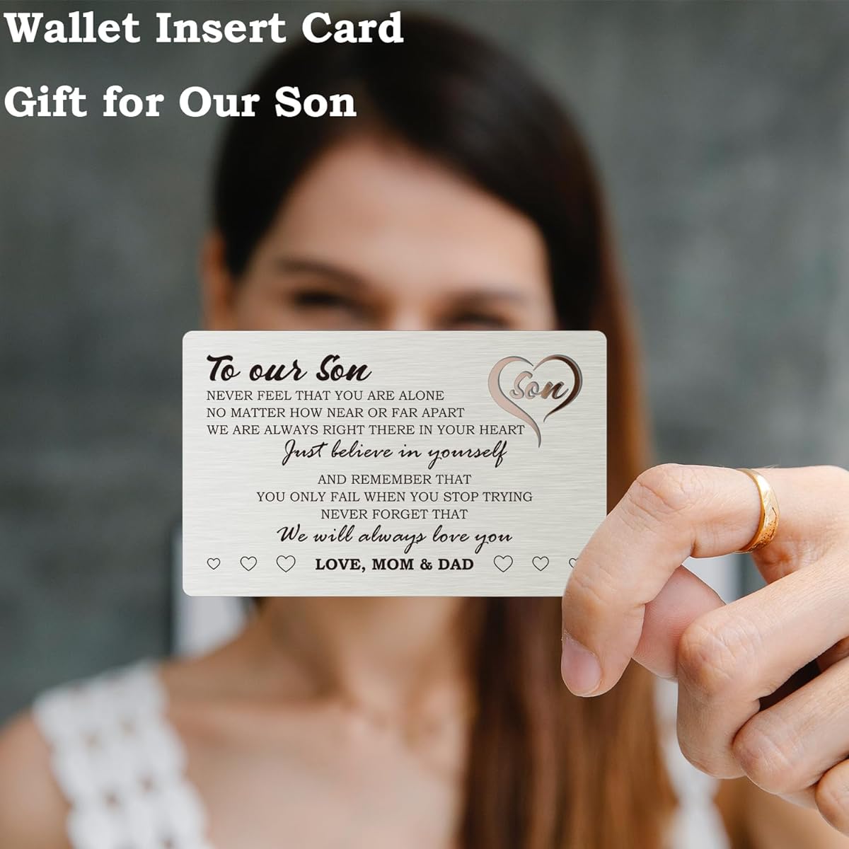 CINRLLA WCD03 Engraved Wallet Card Gifts for Son, Birthday Card Gifts for Son, College Graduation Gifts, Wedding Anniversary Gifts for Son, Christmas Gifts for Son from Mom and Dad