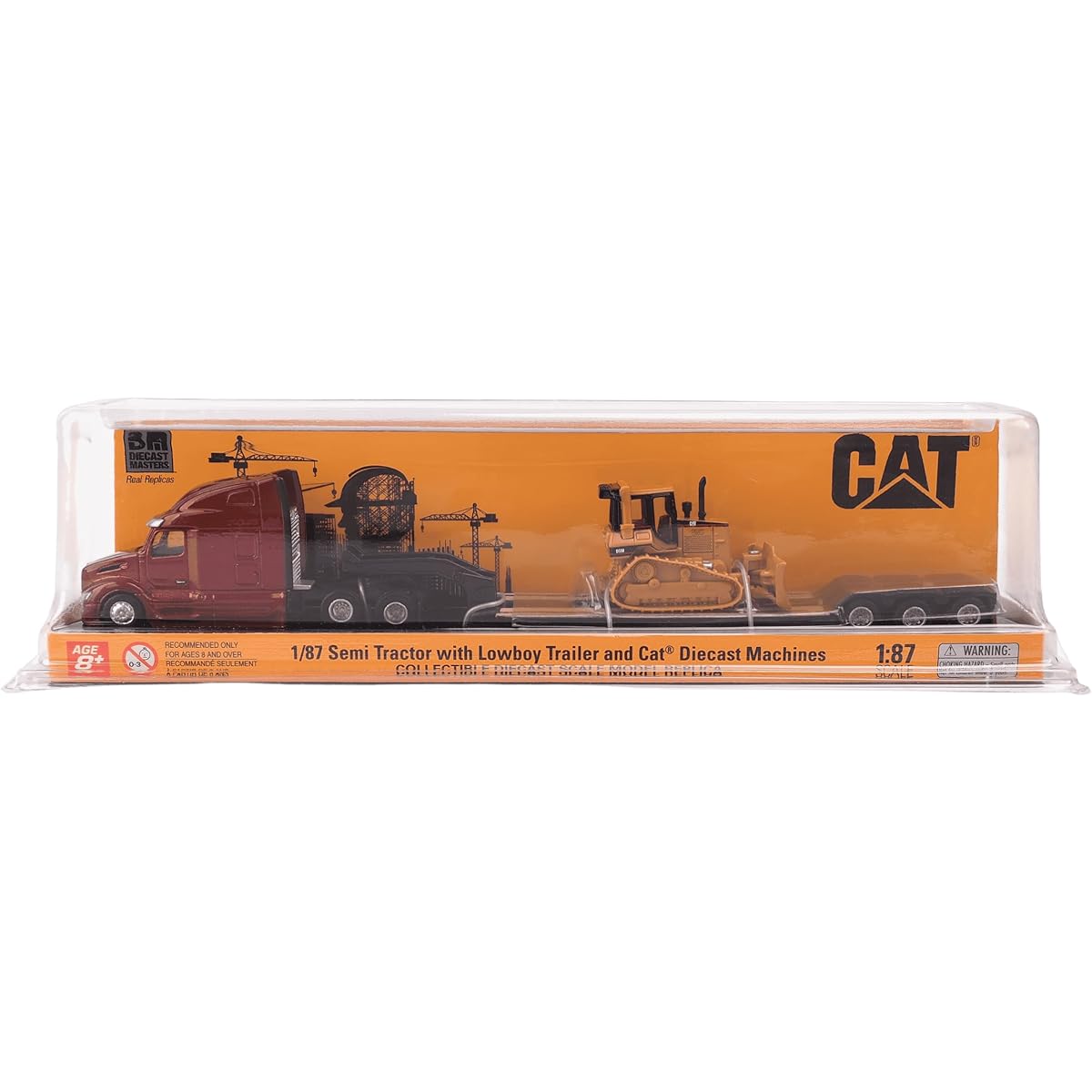 Diecast Masters | 1:87 Scale Peterbilt Model 579 Ultraloft Tandem Tractor with Lowboy Trailer and Cat D5M Dozer | Model 84419