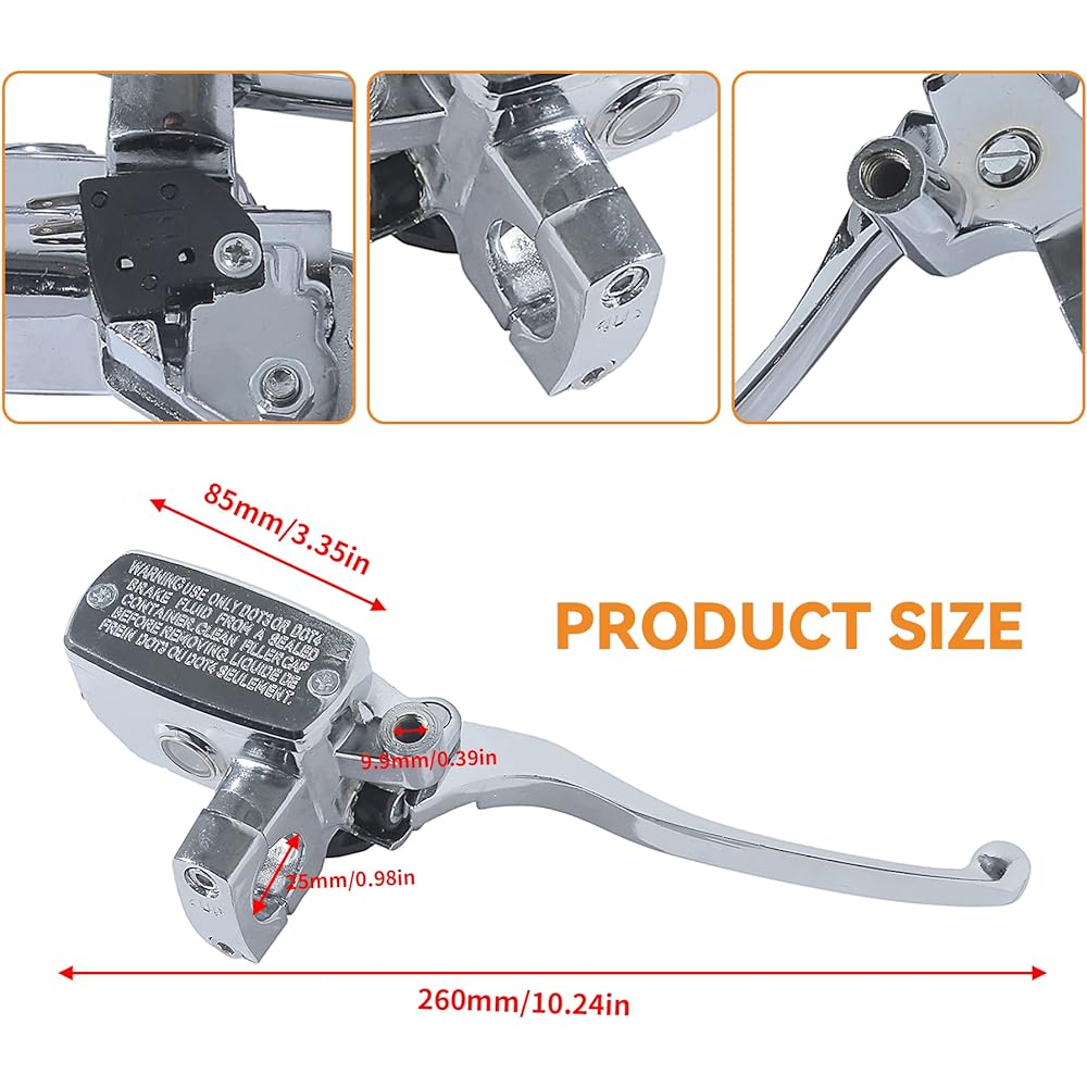 Stylemafia Universal Motorcycle 1" 25mm Brake Clutch Master Cylinder Lever Compatible with Honda Kawasaki Suzuki Yamaha (Silver)