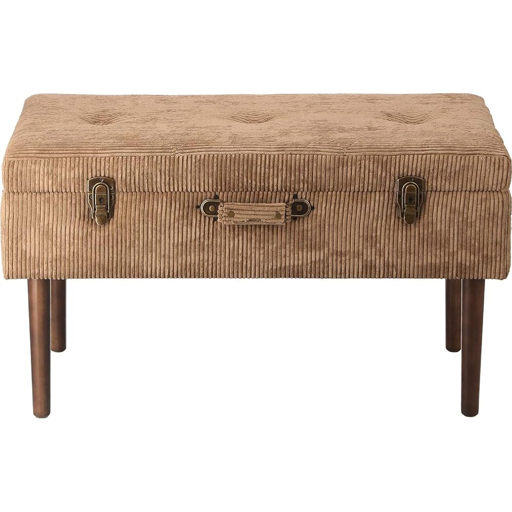 Fuji Boeki Trunk Type Bench Width 80cm Beige Storage Velor Style Floor Scratch Prevention Easy Assembly Fred 27656