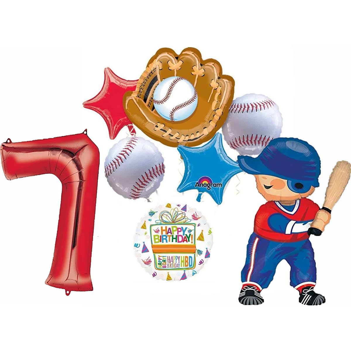 Baseball Player 7th Birthday Party Supplies Balloon Bouquet Decorations