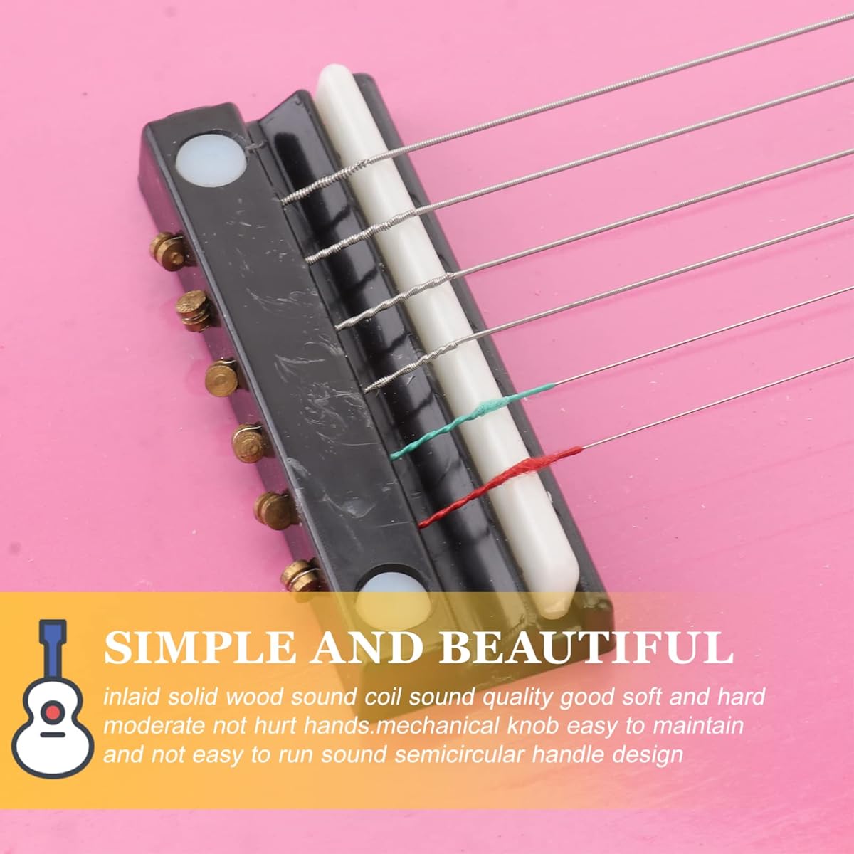 STOBOK 23 Inch Folk Acoustic Guitar Mini 6 String Guitar Beginner Musical Instrument Educational Learning Guitar for Kids/Adults/Beginners Pink