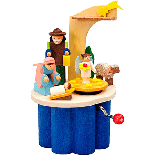 (Multicolor) - Alexander Taron Importer 148 - Graupner Music Box - Nativity Crank - 10cm" H x 6.4cm" W x 6.4cm" D