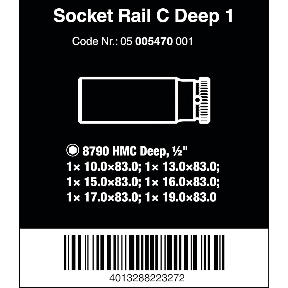 Wera 05005470001 | Socket Rail C Deep 1 Black Magnetic Drive 13mm 6 Pieces [Regular Japanese Import Product]