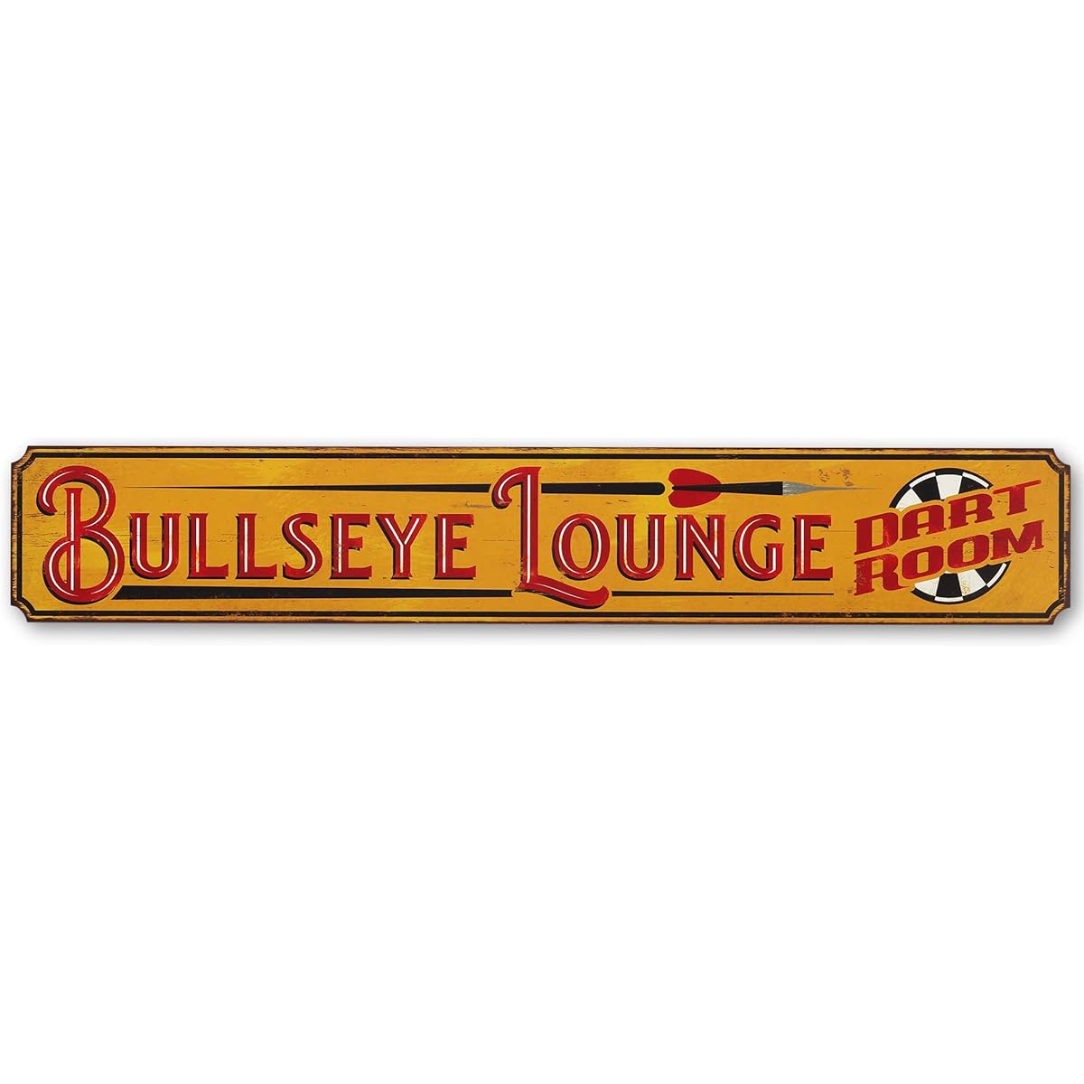 Open Road Brands Bullseye Lounge Dart Room Wooden Wall Decor – For Man Cave, Game Room, Basement