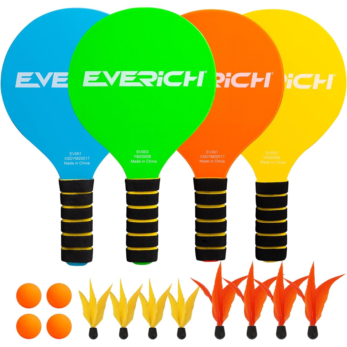 EVERICH TOY Beach Paddle Ball for Kids & Adults Wooden Racket Paddle Game Set, Indoor and Outdoor Racquet Sports, Backyard and Lawn Activities