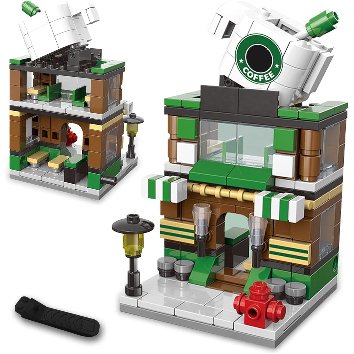 Tyoery City Street View Building Set 208 Pieces Coffee Shop Store Building Blocks Kit Educational Kit Birthday Gift for Kids Ages 6+ 100% Compatible with Classic Bricks
