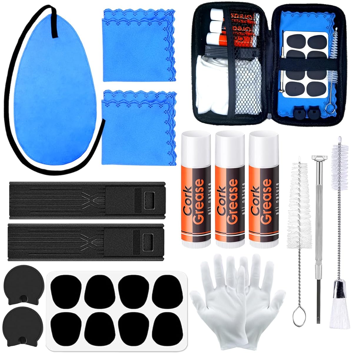 Clarinet Cleaning Kit with Case Saxophone Cleaning Kit Clarinet & Saxophone Care Kit Maintenance Kit with Case for Wind Instruments