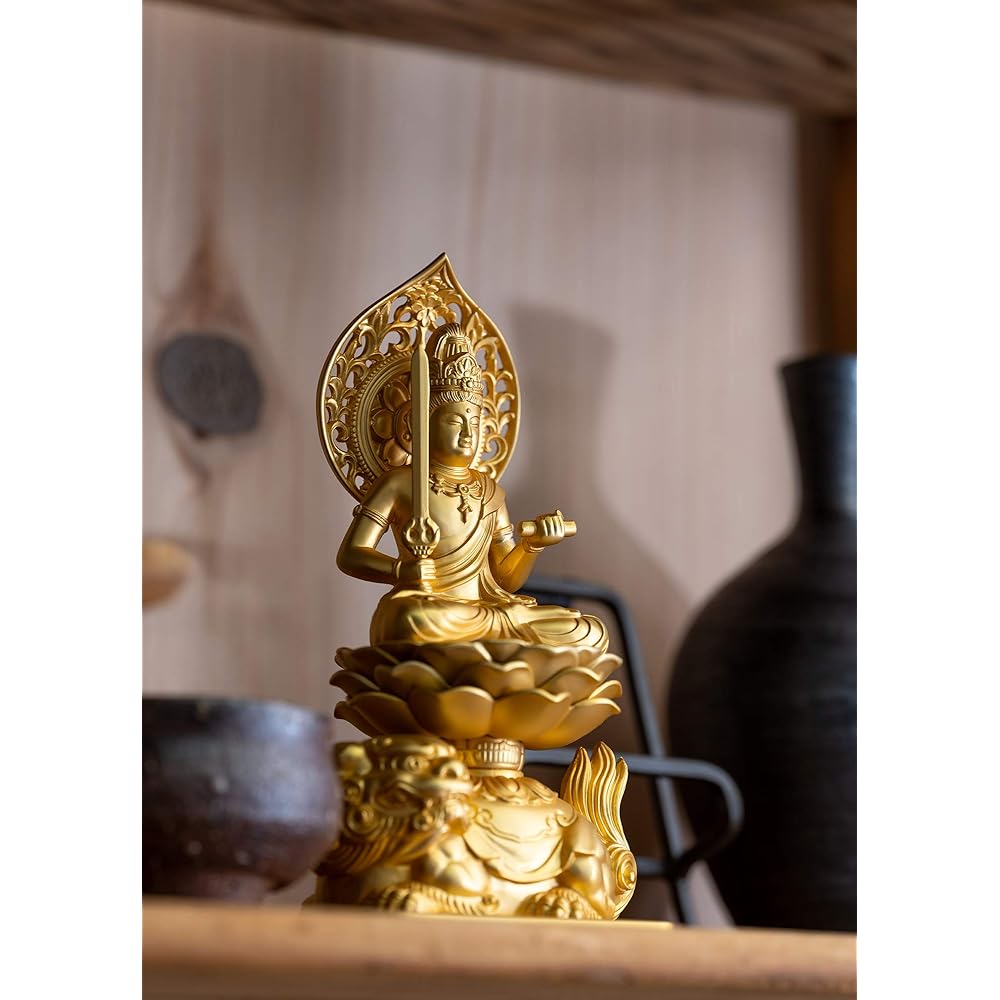Buddha statue Manjusri Bodhisattva 15cm (gold plated/24k gold) Buddhist sculptor: Hideun Makita Original model (born in the year of the rabbit) Zodiac guardian principal image Zodiac Takaoka copperware (Monjubosatsu)
