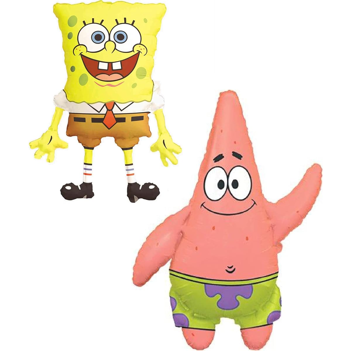 Toyland® Spongebob Squarepants Patrick Star Foil Balloons, Set of 2, 1 29" Spongebob and 1 36" Patrick Shaped Character Foil Balloon