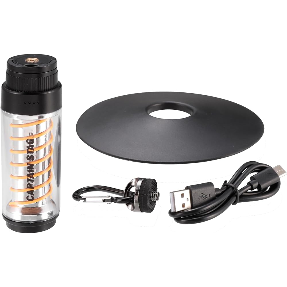 CAPTAIN STAG Light Lantern Edison Light Flashlight CS Spiral Light USB Rechargeable [Brightness 200 lumens/Continuous lighting approximately 5-12 hours/Up to 4 levels dimmable] Black UK-4074