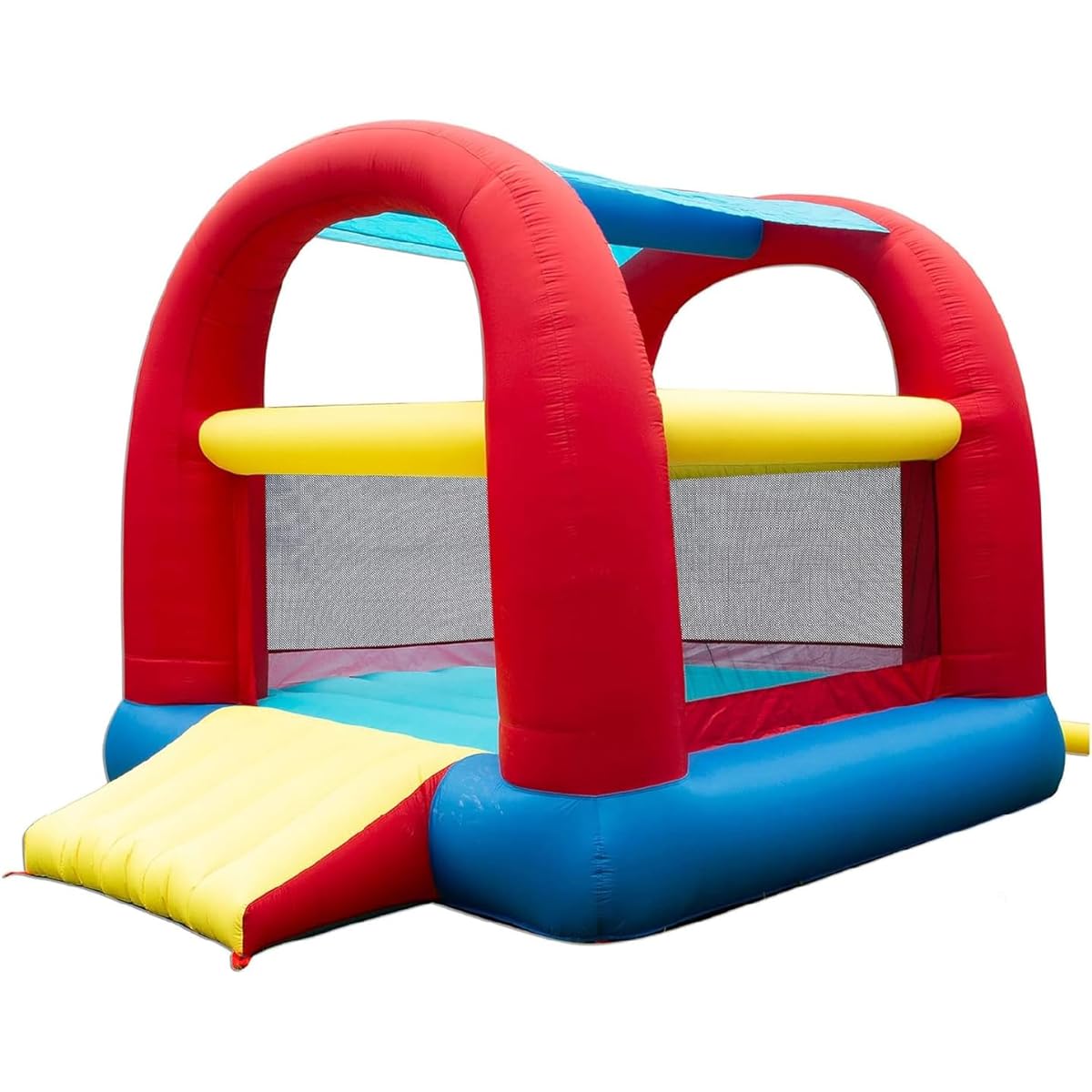 Banzai Cool Canopy Bouncer Outdoor Backyard Inflatable Kids Bounce House with Slide/Shade Canopy/Blower Motor/Ground Stakes/Storage Bag
