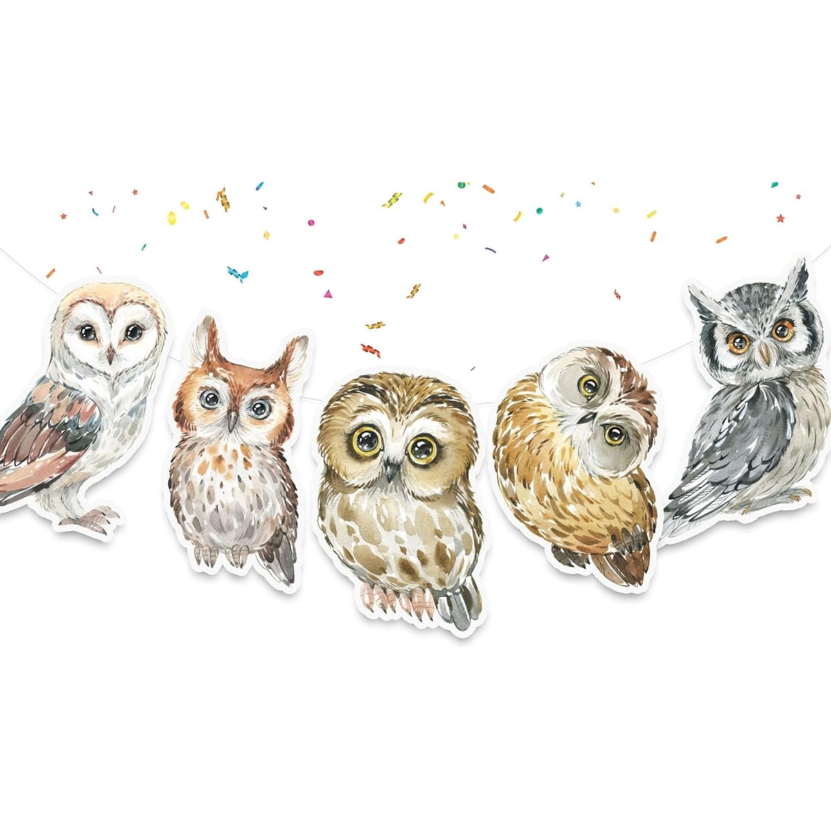 Owl Woodland Animal Birthday Banner Woodland Animal Party Supplies Baby Shower | Owl Birthday Decoration Watercolor Painting Animal