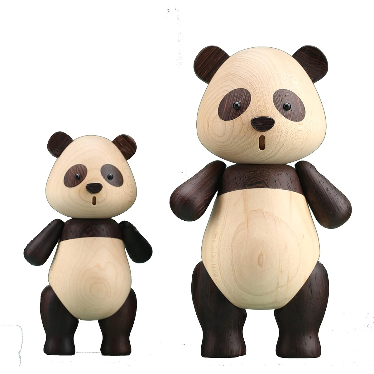 KUAHAI Wooden Animal Toy Panda Ornament Made of Smooth Natural Wood Home Decor Collectibles (S+L)