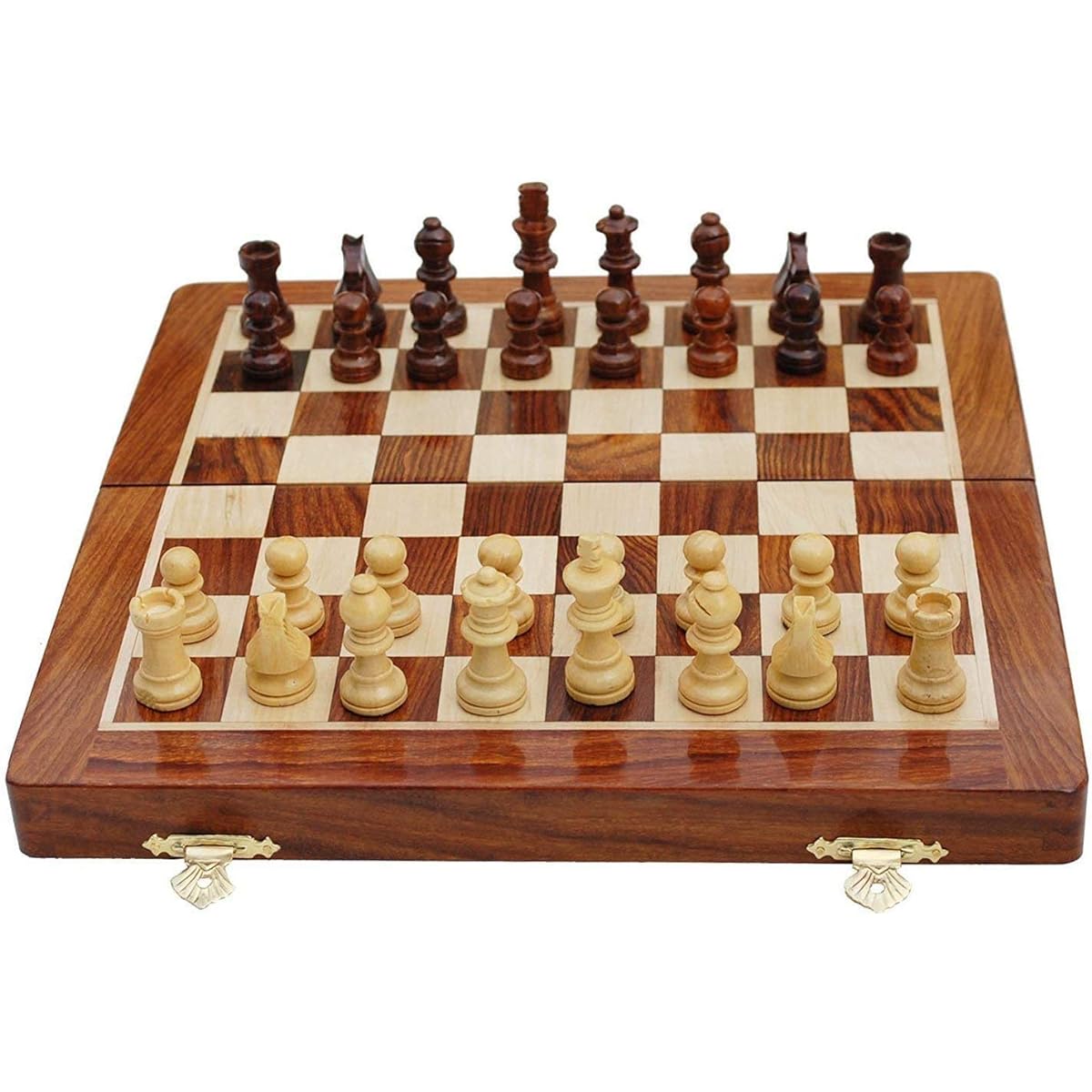 BCBESTCHESS Handmade Magnetic Wooden Folding Chess Board with Queens & Storage for Chessmen (18x18 inches)