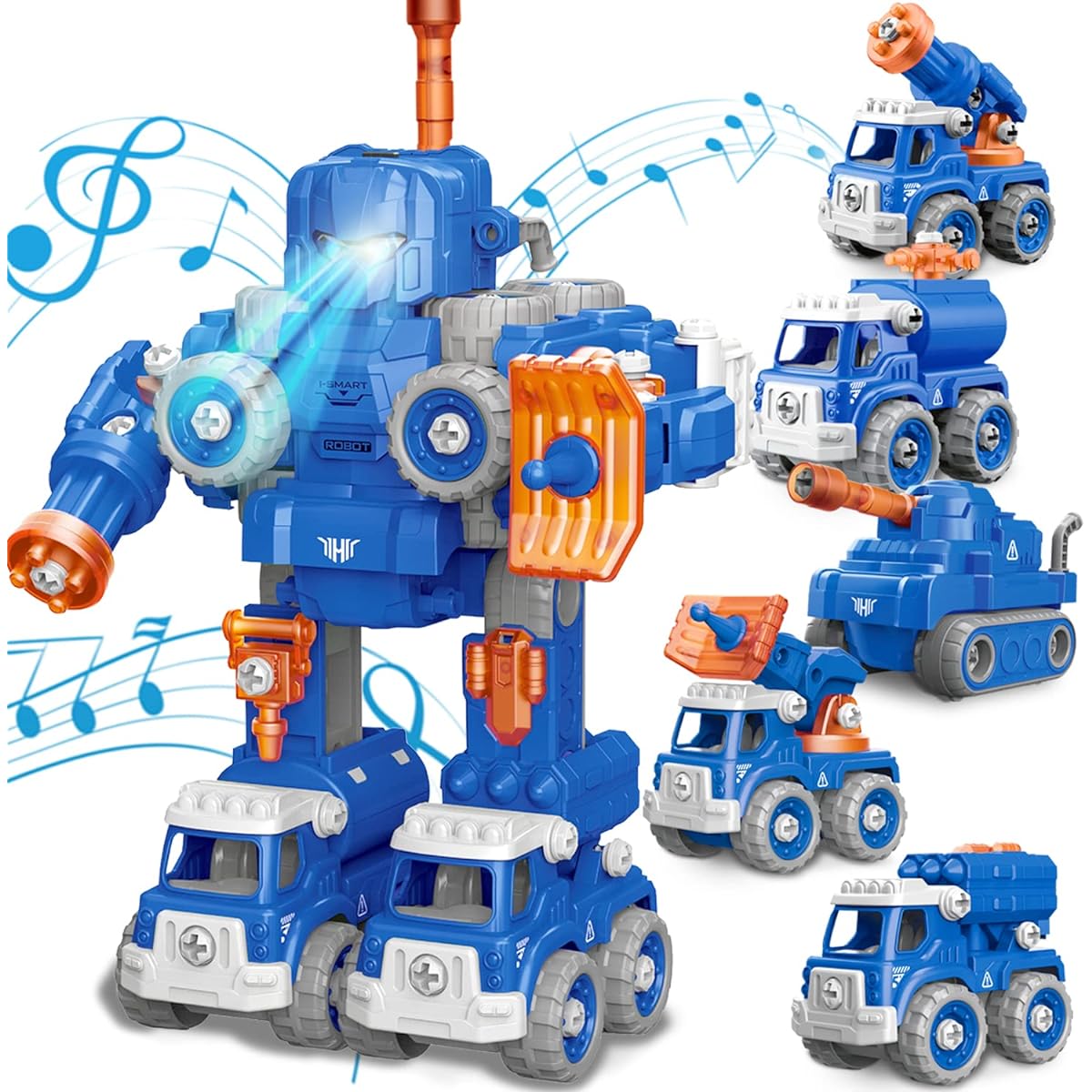 Transformers Toys for 5 Year Old Boys 5 in 1 Military Vehicle Take Apart Robot Toy STEM Building Rescue Bots Toys for 5-8 Year Old Kids Construction Toys 5 6 7 8 Year Old Boy Birthday Gift