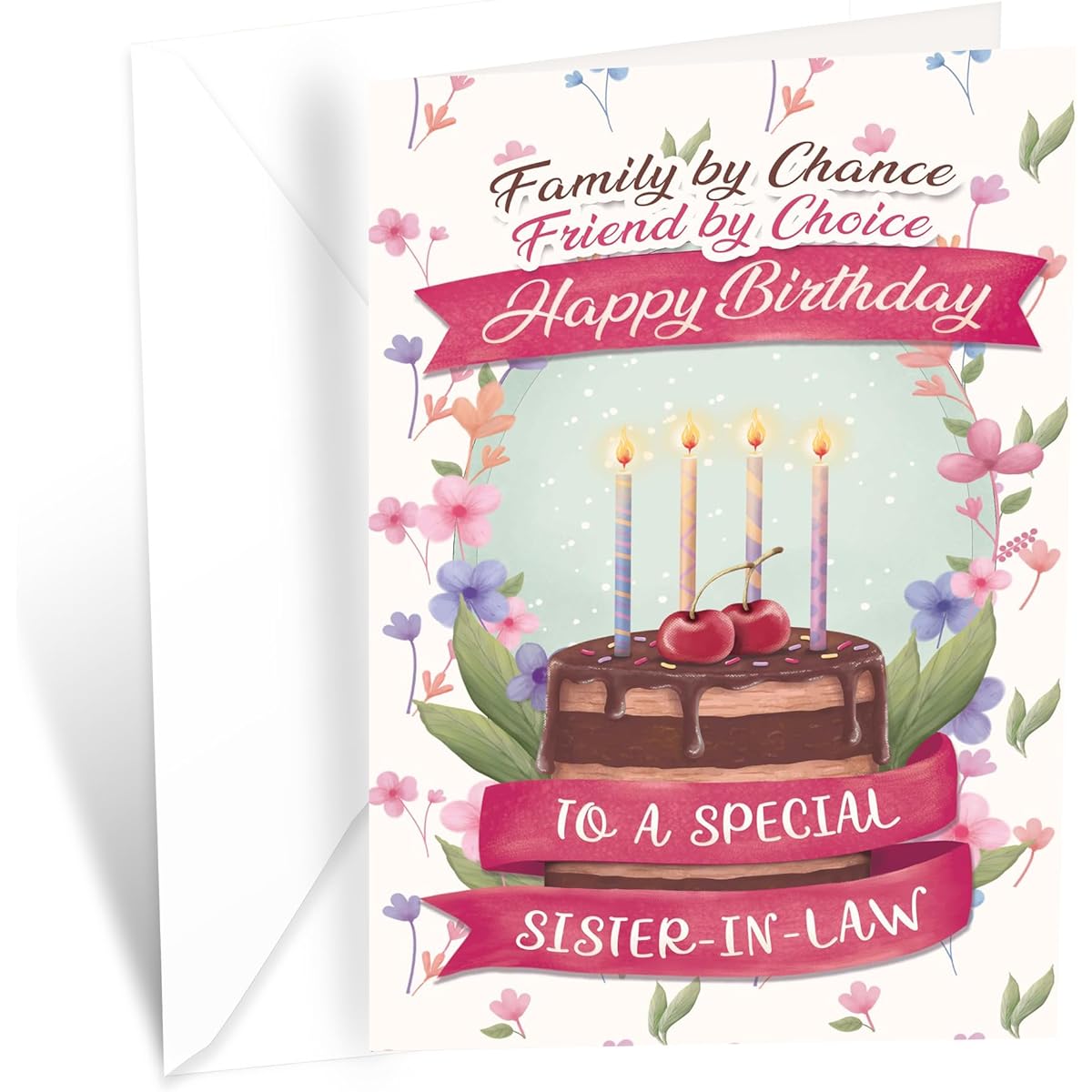 Prime Greetings Sister in Law Birthday Cards Made in the USA on Eco-Friendly Heavyweight Card Stock with Premium Envelopes 5" x 7.75" in Protective Mailers