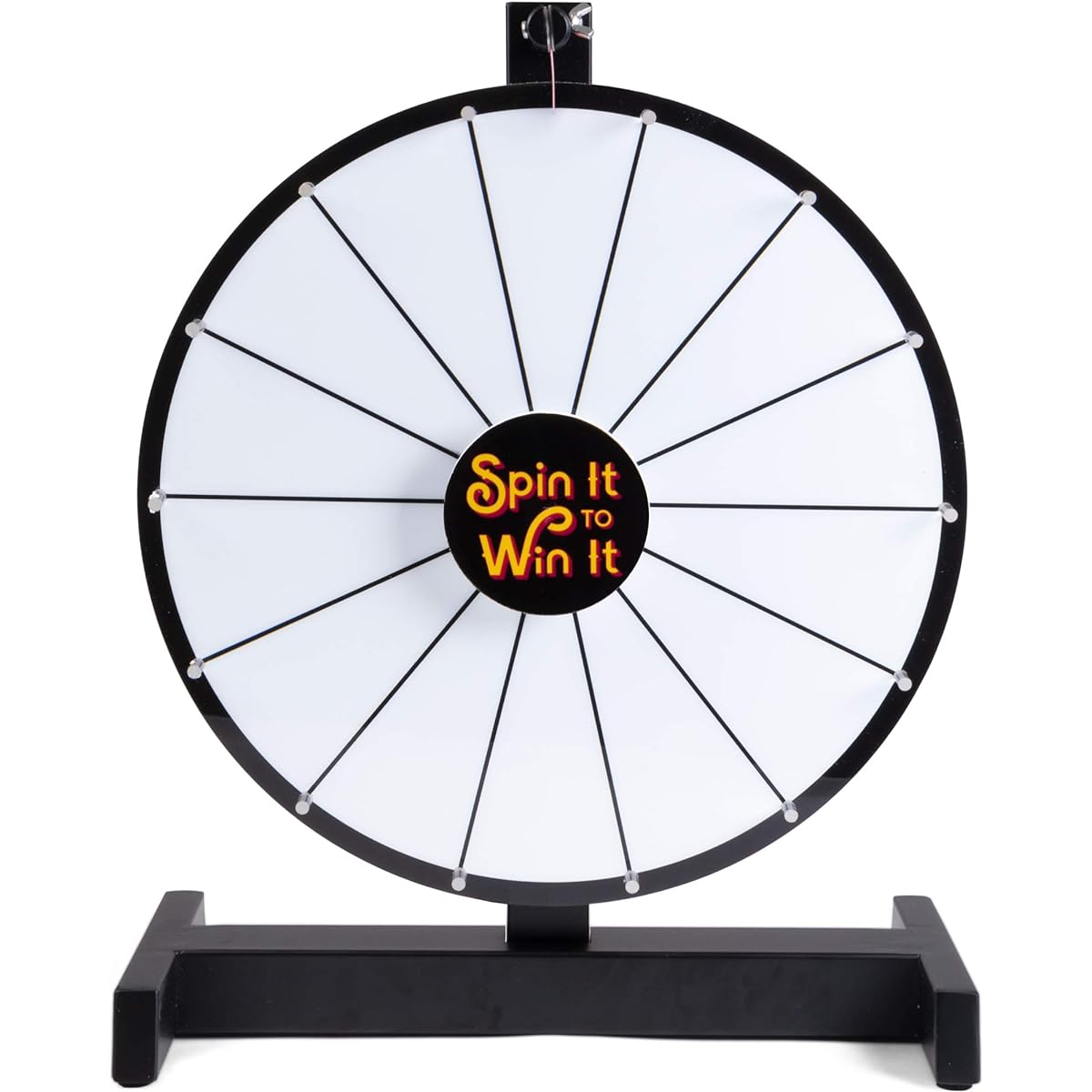 Brybelly Spin it to Win It Prize Wheel 15" | 14 Blank Dry Erase Slots, Customizable Dry Erase Buttons, Adjustable Spin Speed | Tabletop Prize Wheel for Trade Shows, Office Games, Parties