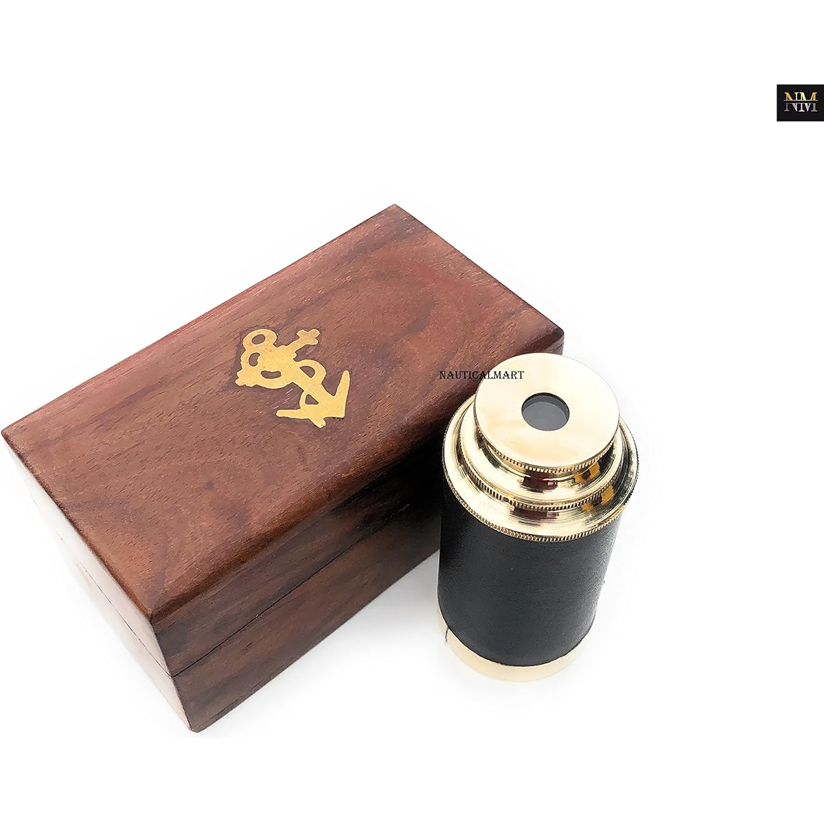 6 Inch Handheld Brass Telescope with Wooden Box Pirate Navigation Bombay Jewels