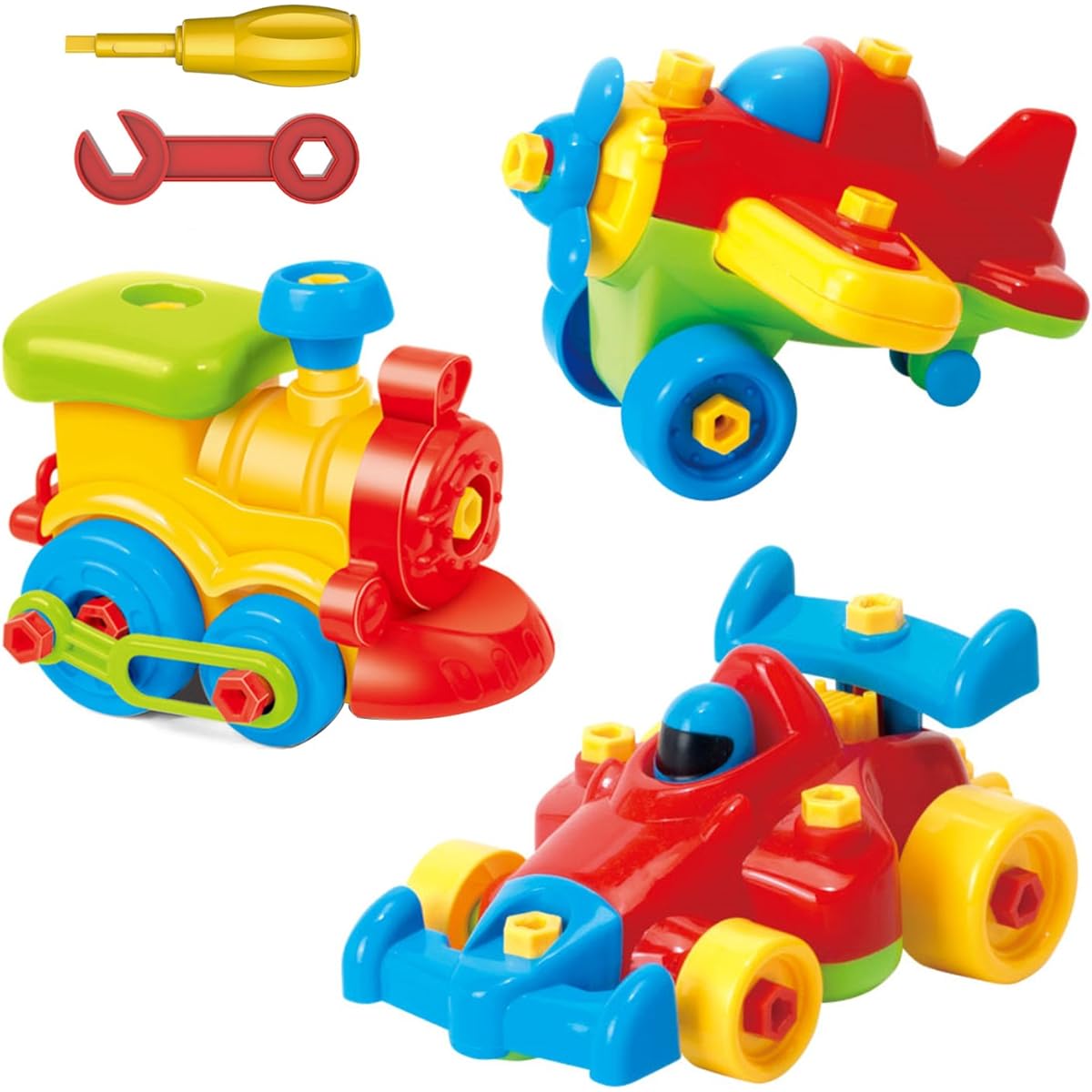 ToyVelt Take Apart Toys - Toy Aeroplane - Toy Train - Toy Racing Car for kids with tool Set - The Take-A-Part Play Set Construction Engineering Building Game Toys For Boys And Girls 3 Year Olds And Up - 3 Pack