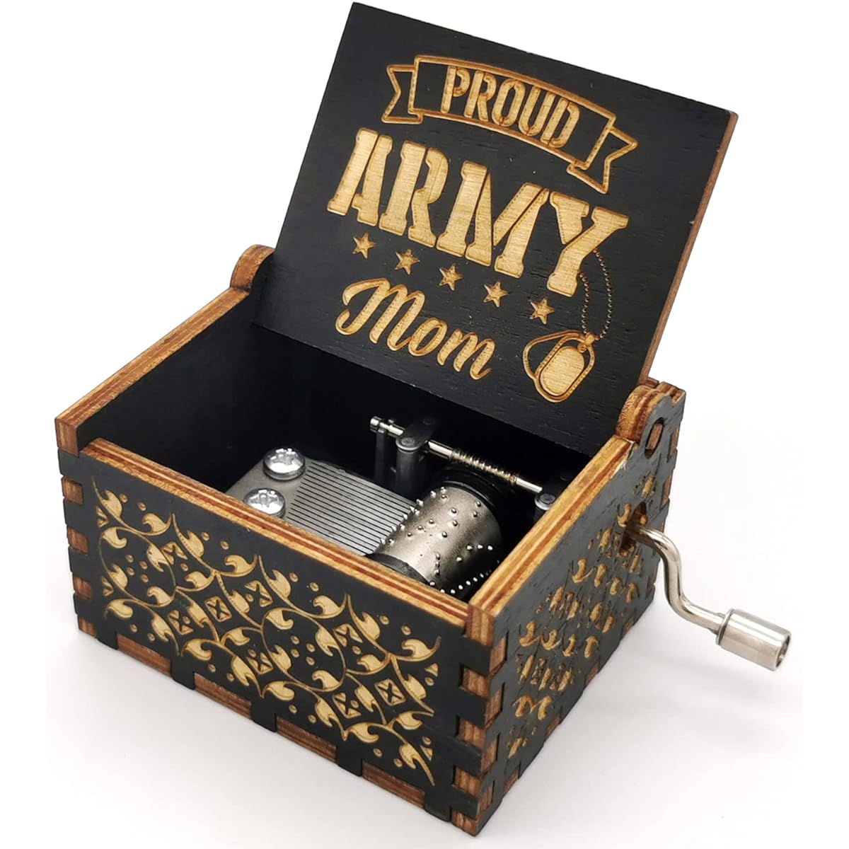 NC You are My Sunshine Music Box – Proud Army MOM – Gift for Women, Gift for Soldiers/Soldiers/Retired Soldiers (Black)