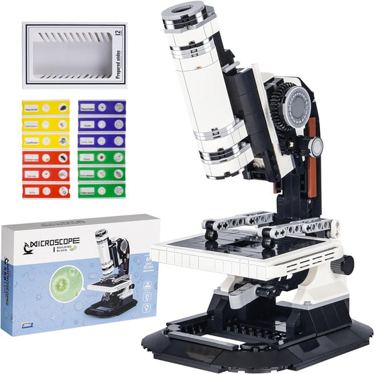 545 Piece Ideas Microscope Building Blocks Classic Microscope Model Building Set Best STEM Gifts for Kids and Adults Ages 6+ (Only Building Blocks, Not a Professional Microscope)