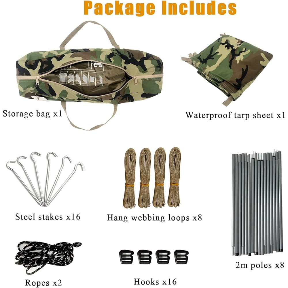 AKmax Military Tarp Survival Shelter Tent Lightweight Bushcraft Fly By Bee Cover Rain and Sun Woodland
