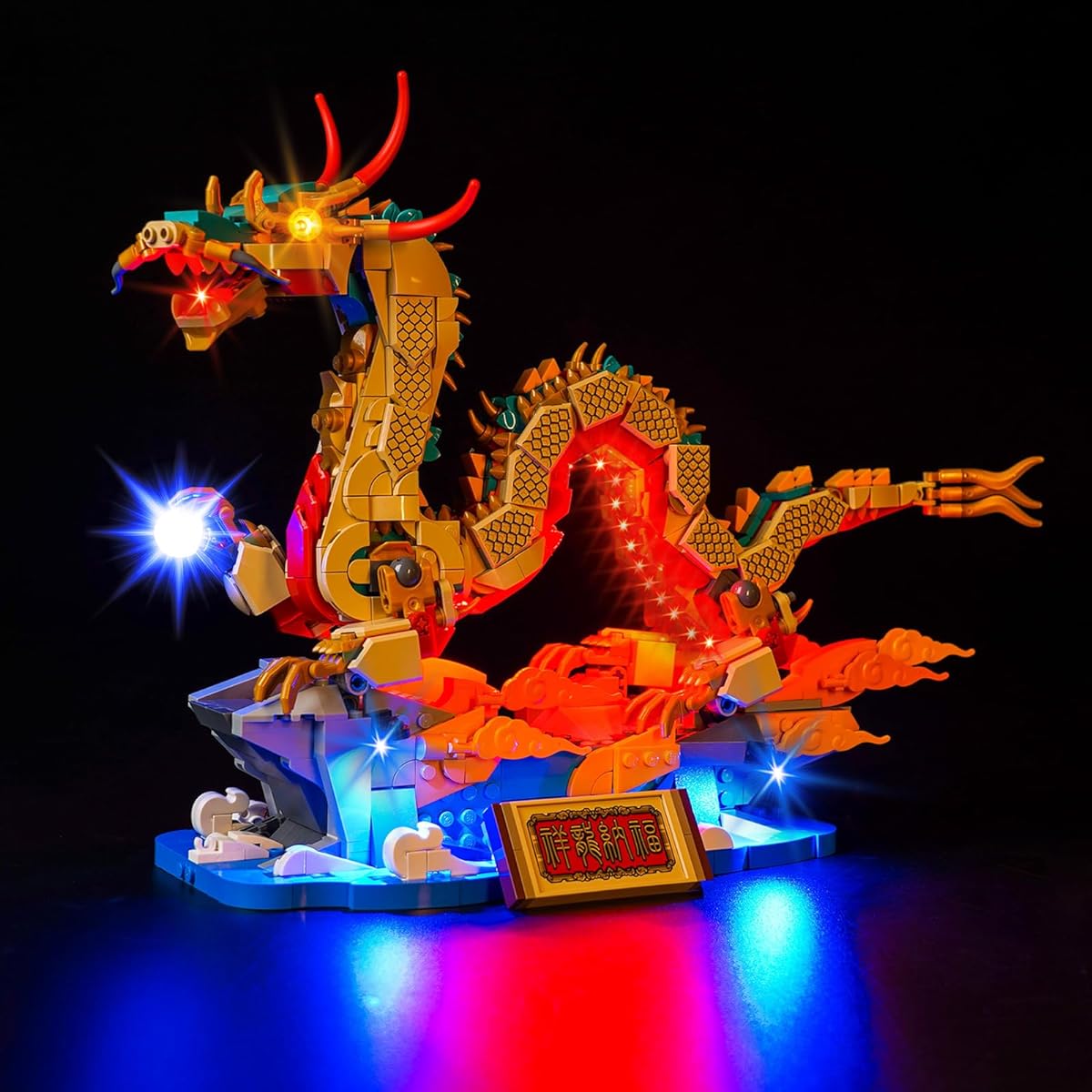 VONADO LED Light Kit for Lego Auspicious Dragon 80112 DIY Creative Lighting Set Accessories Compatible with Lego 80112 Building Set (Light Only, No Model)