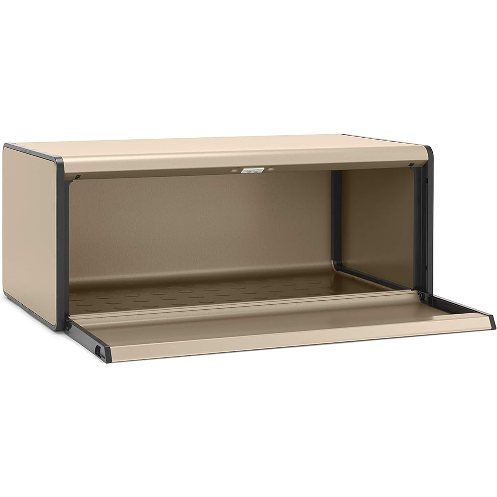 Brabantia Bread Bin Fall Front Bread, Seasoning, Snack Storage Made in Belgium Champagne 304743 Size: Width 46 x Depth 25 x Height 19cm