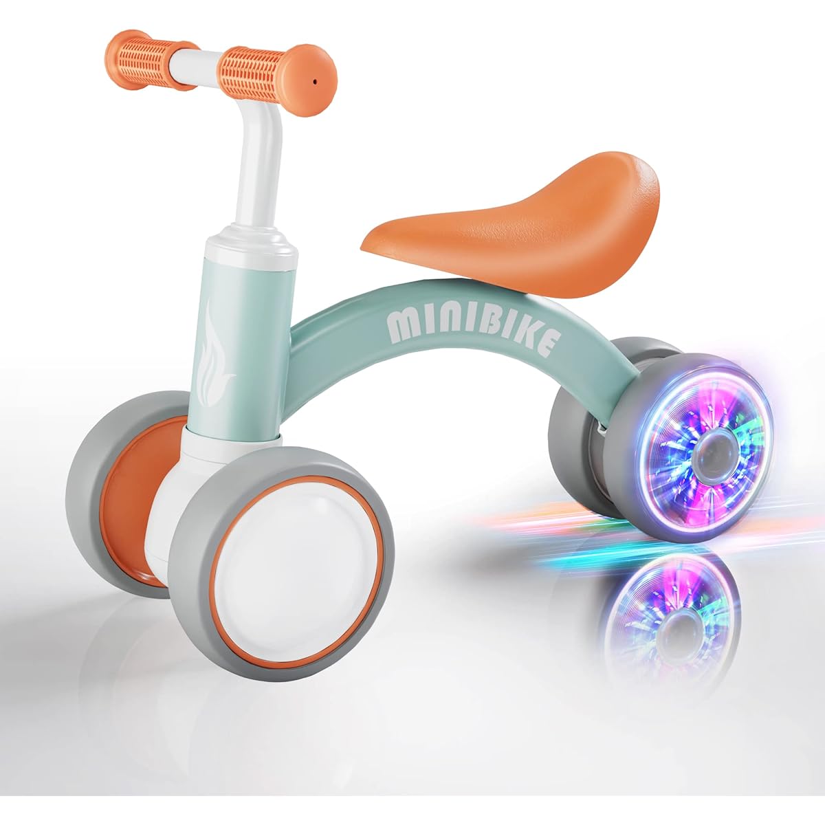 Cawhad Colorful Lighting Baby Balance Bike 10-24 Months Boys Girls 10-24 Months Toddler Balance Bike Colorful Lighting Rear Wheel Design No Pedals 4 Silence Wheels First Birthday Gift