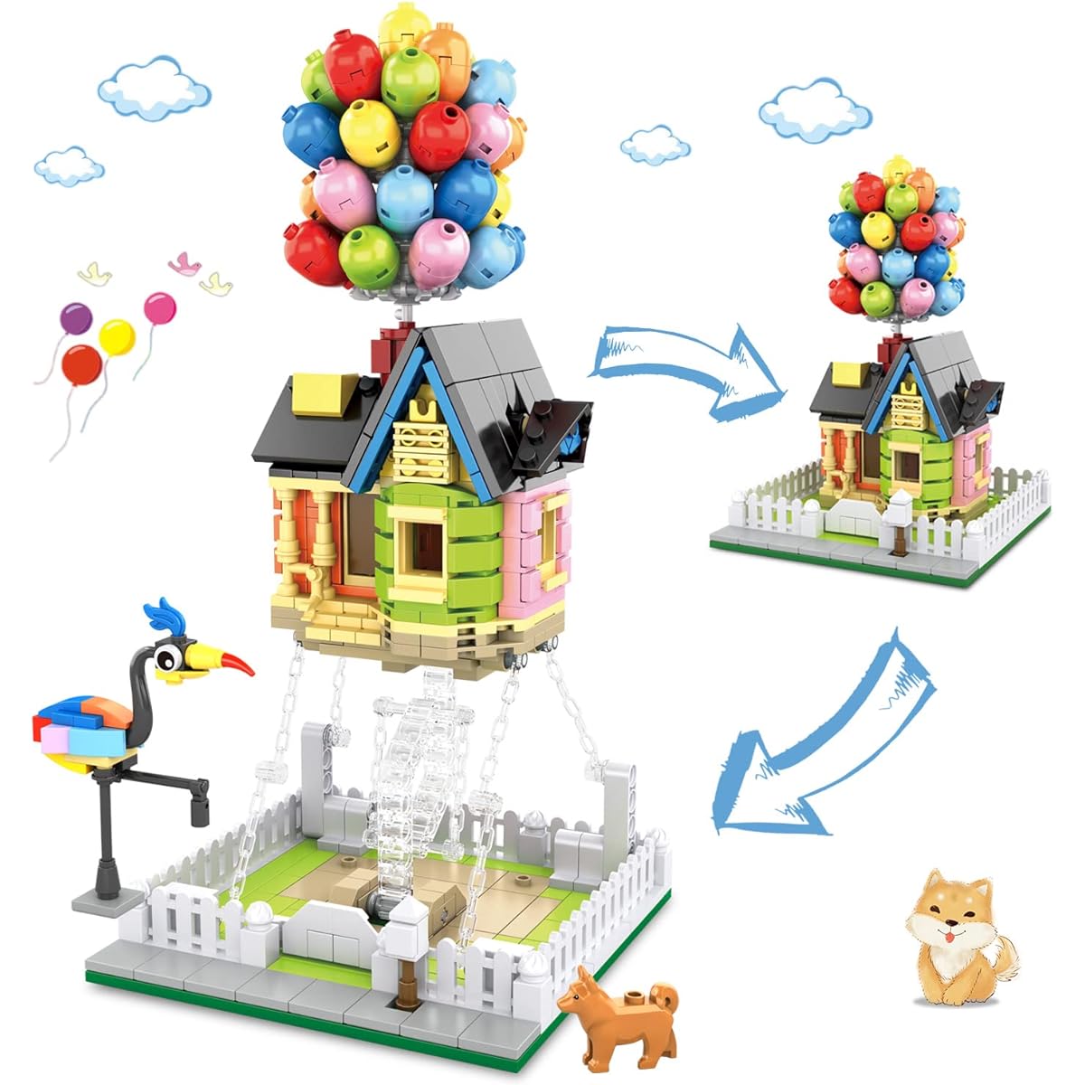 WINNER SPACE UP Flying Balloon House Blocks Kit for Kids Ages 8-14, MOC Creative Tensegrity Building Blocks Set STEM Toys Gifts for Girls and Boys, 635 Pieces