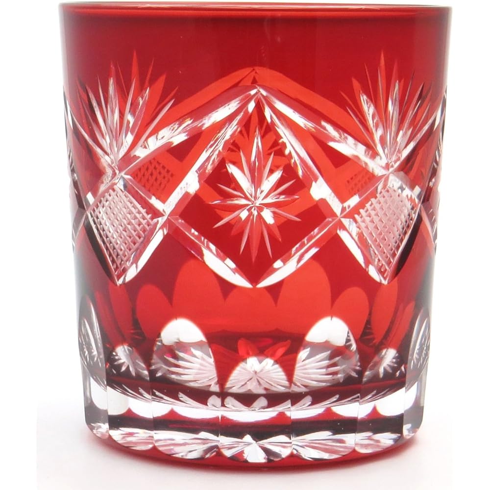 Sumida Edo Kirikokan Old Glass Pair Glow and Fish TO-401-402 Red