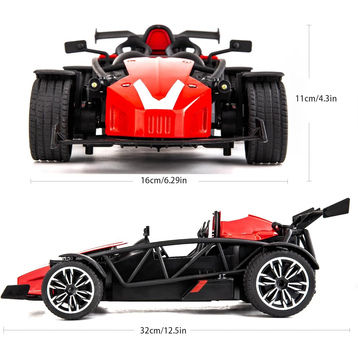 TGRCM-CZ 1/12 Electric Remote Control Toy Car with Spray and Music Light 2.4GHZ High Speed RC Car Toy Vehicle with 2 Rechargeable Batteries for Kids Adults Girls Boys
