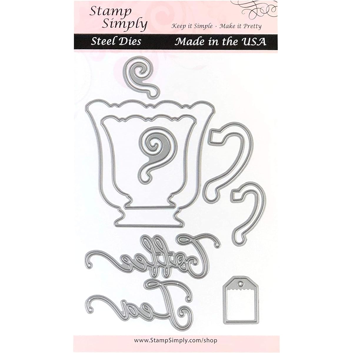 Stamp Simply Clear Stamp Coffee Cup or Tea Mug Steel Die Set 4x6 inch Sheet of 9
