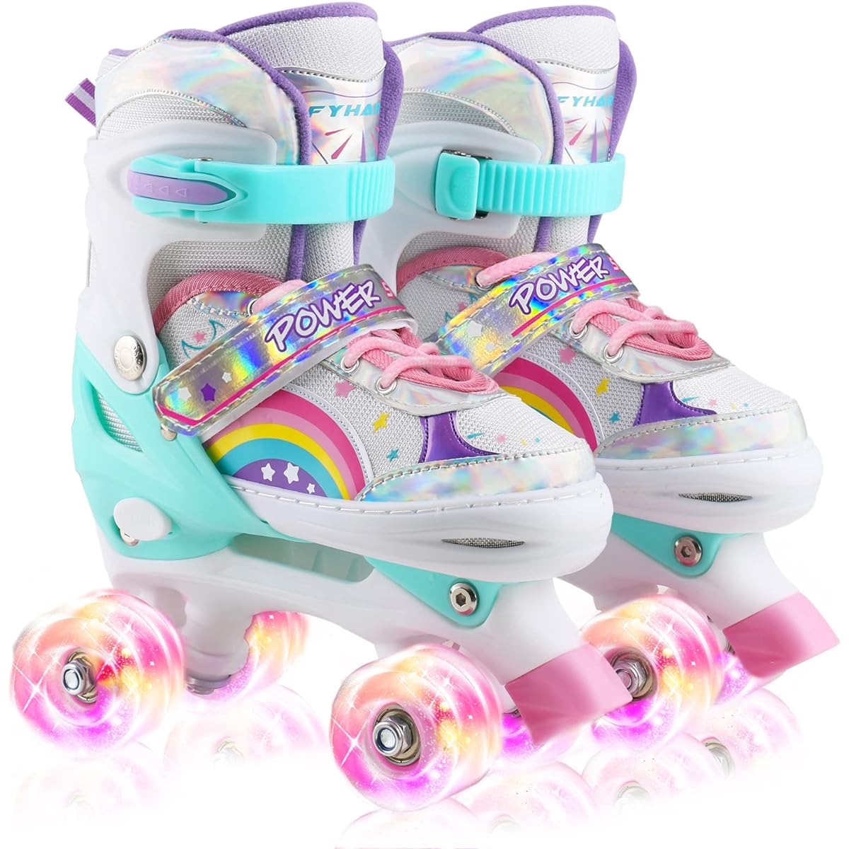 Roller Skates for Girls Kids Toddler Beginner Adjustable 4 Sizes Kids Roller Skates for Adults and Youth with Light Up Wheels Patty Impala Ninia for Outdoor Indoor Sports