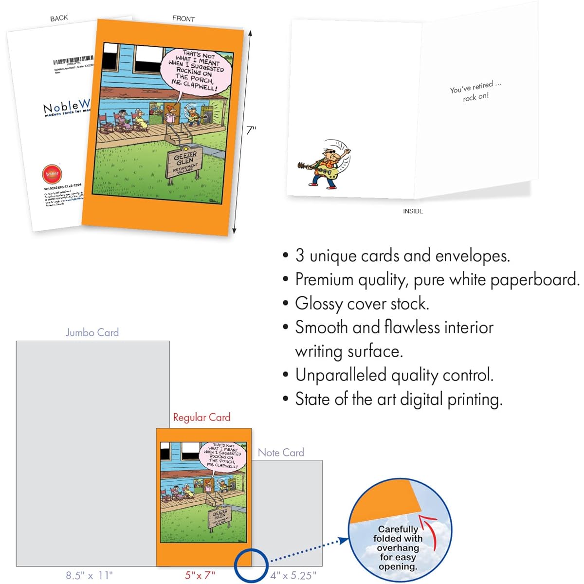 NobleWorks Work No More VC10223RTG-C1x3 Set of 3 Cheerful Retirement Greeting Cards with Envelopes (1 of 3 Designs)