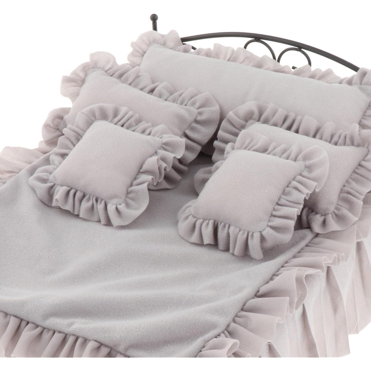 LOL-FUN 1/6 Scale Miniature Bed Dollhouse Furniture Metal Bed Miniature Bedding Set with Mattress and Sheets Bedroom Furniture Doll Furniture Dolls House Decoration Scene Accessories