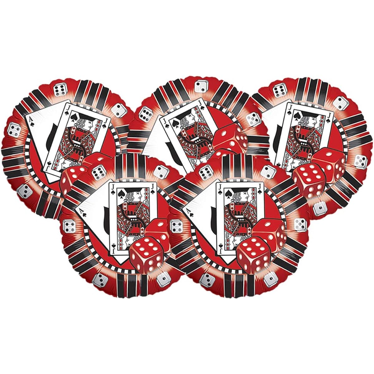 Casino Chips 18 Inch Foil Party Balloons Set of 5