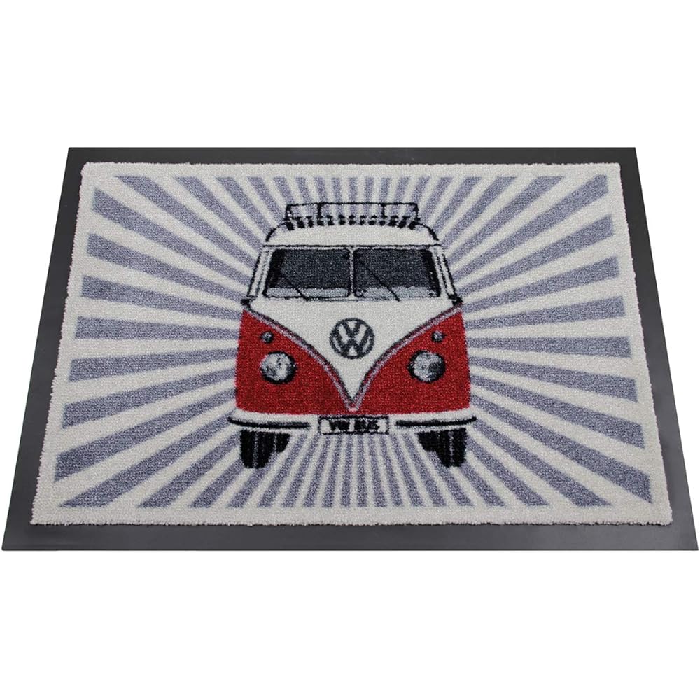 VW Collection T1 Bus Door Mat Samba Stripe Red BUDM11