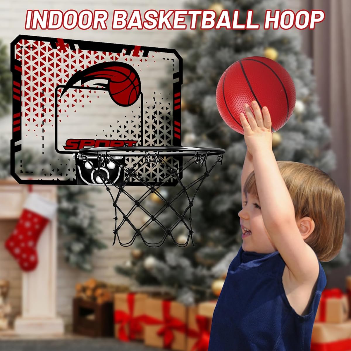 Basketball Hoop for Kids, Over the Door Basketball Hoop, Indoor Mini Basketball Hoop with 4 Balls - Birthday and Christmas Toys for Boys Ages 3-11