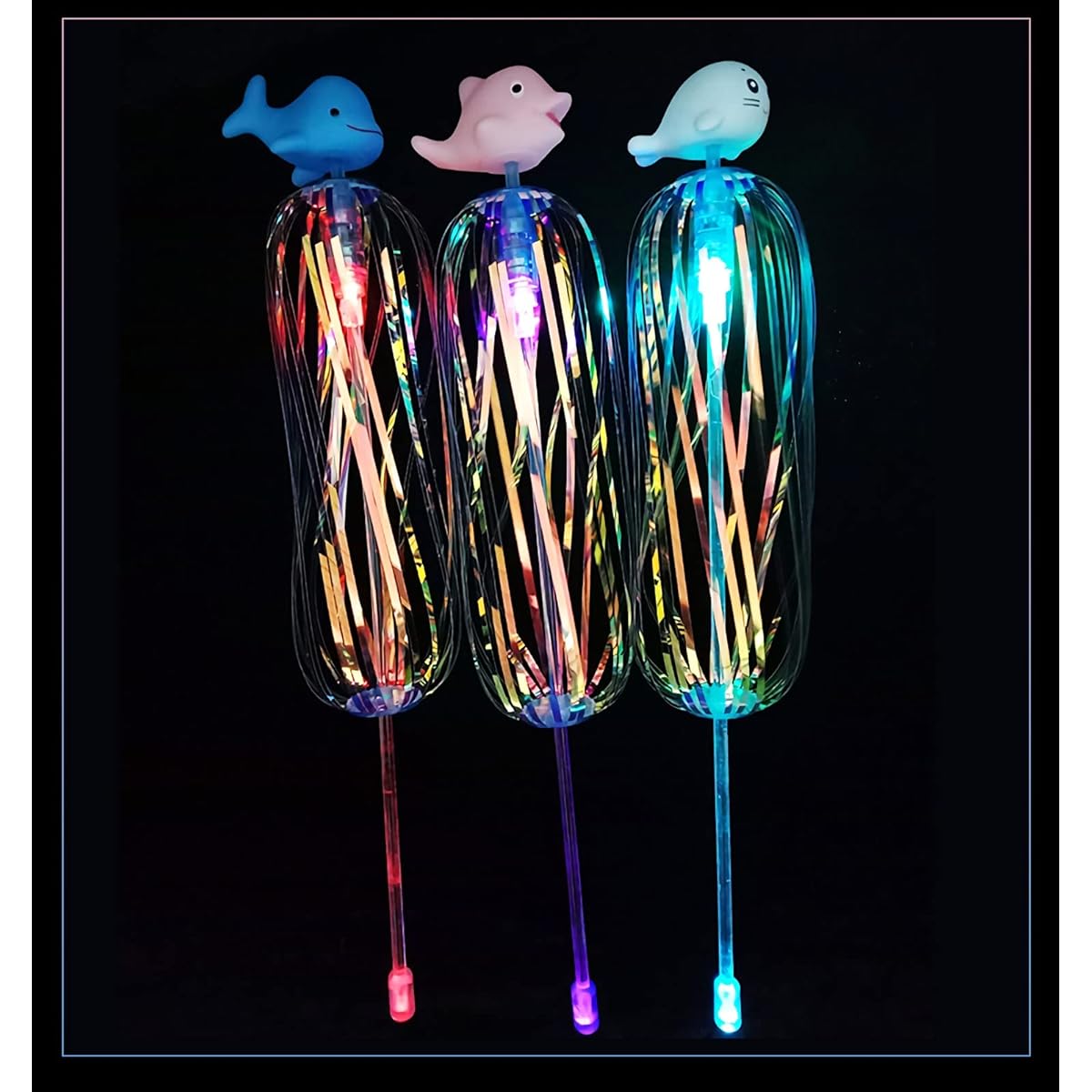 Weekival Rainbow Twirler Magic Stick - Fairy Glitter Wands for Girls - Variety and Cool Bubble Wands - Fun Creative Rotating Glow Stick - Pink Dolphin