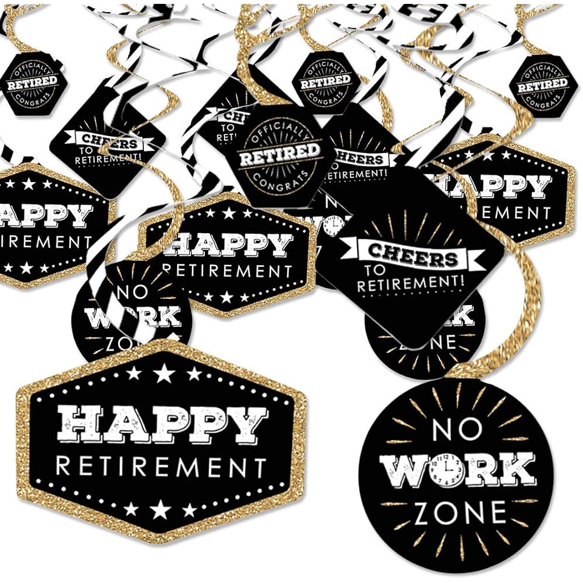 Happy Retirement - Retirement Party Hanging Decorations - Party Decoration Swirls - Set of 40