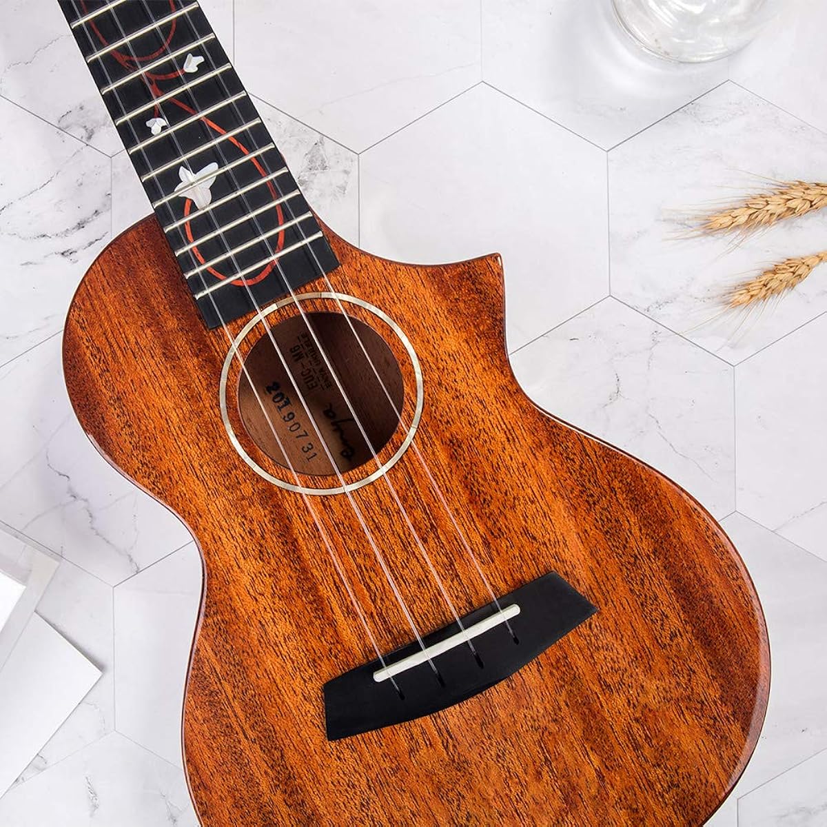 [Enya EUC-M6 EQ] Enya ukulele concert size (mahogany, all veneer), electric ukulele, for beginners and intermediate/advanced players, with A1U pickup, high gloss, case included, safe shipping after inspection (wood color) )