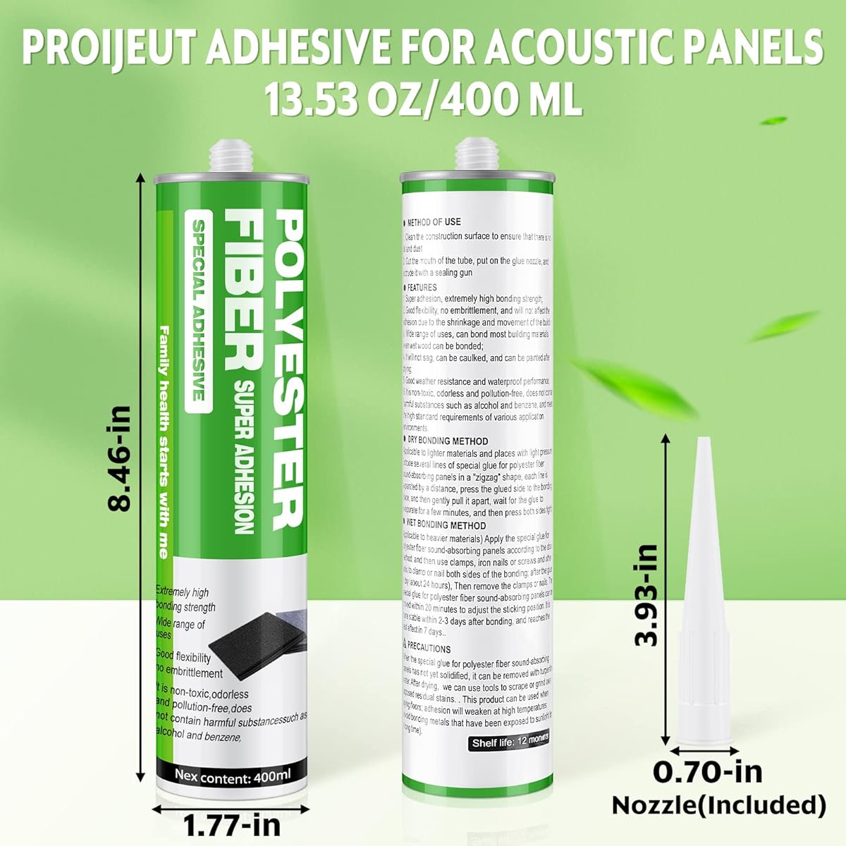 Proijeut Silicone Sealant for Soundproofing Foam Panels, Soundproofing Adhesive for Soundproofing Panels, Waterproof, Odorless, Eco-Friendly, Pack of 2
