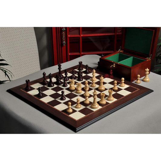 The Reykjavik II Series Chess Set Box & Board Combo Purple Heart Gold Foil
