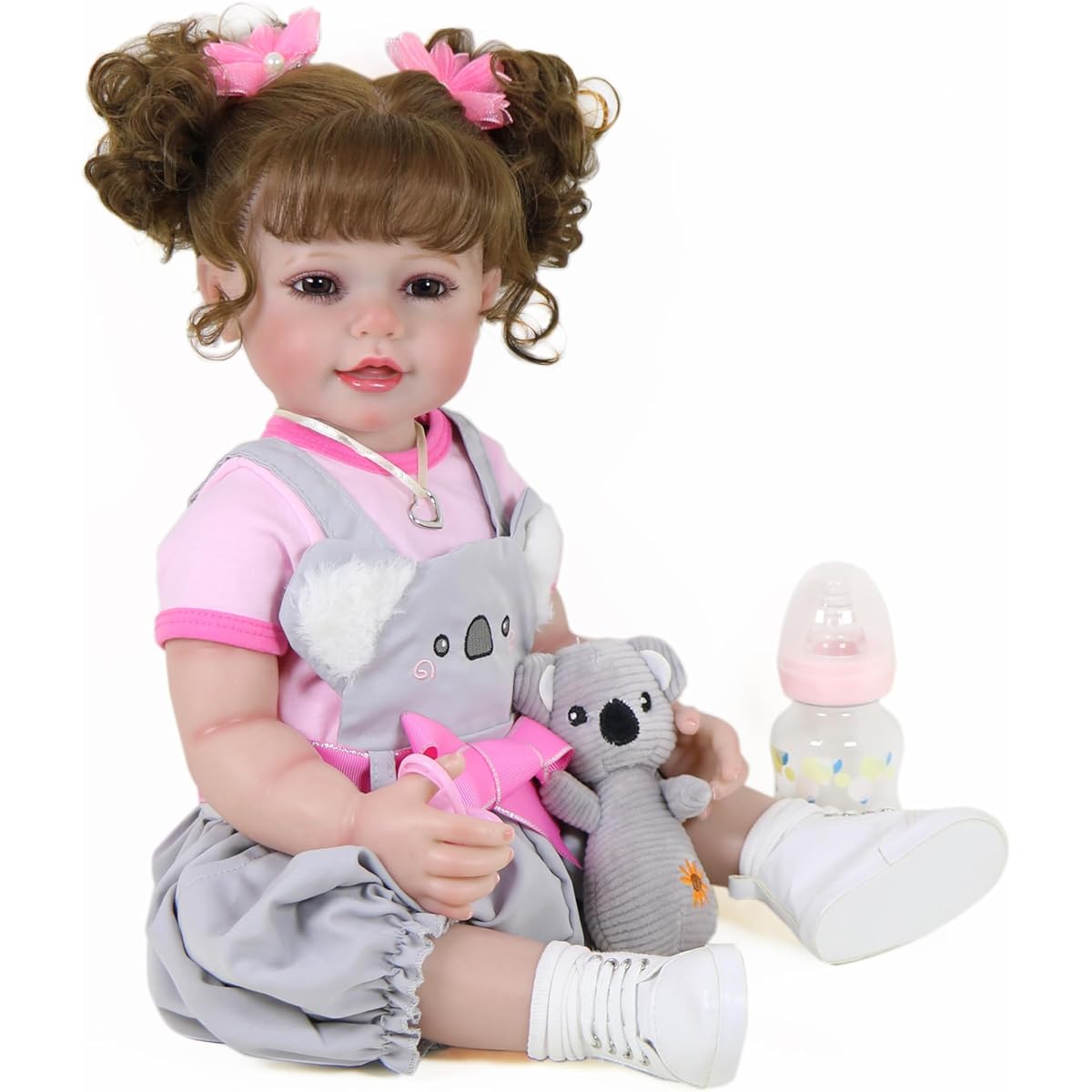 WAWA-HAOKEAI 22 Inch Toddler Doll - I Love Koala (Gray and Pink)