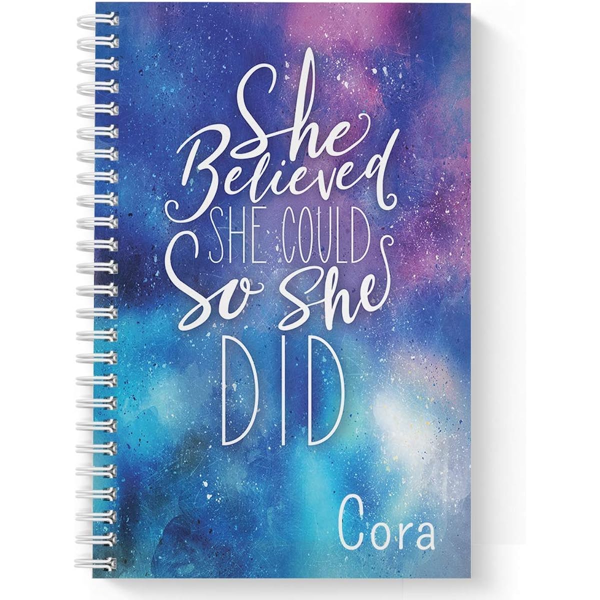 Personalized Bullet Journal/Dot Grid, Notebook, Laminated Soft Cover, 120 Quality Pages Lay Flat Wire-O Spiral. Multiple Sizes, 8.5" x 11" 5.5" x 8.5." Made in the USA, She Believed S